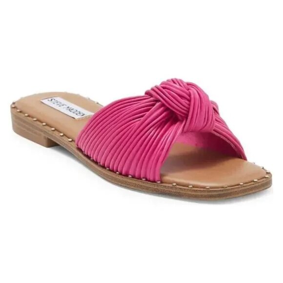 Steve Madden Willow Knot Slide Sandals in Fuschia Pink Bow Flats Size 8.5 EUC - Picture 1 of 5
